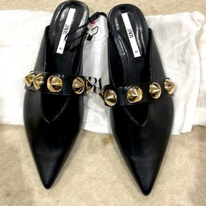 Zara Gold Studded Mules